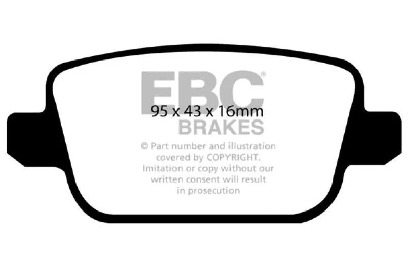 EBC 07-12 Land Rover LR2 3.2 Ultimax2 Rear Brake Pads - Side View