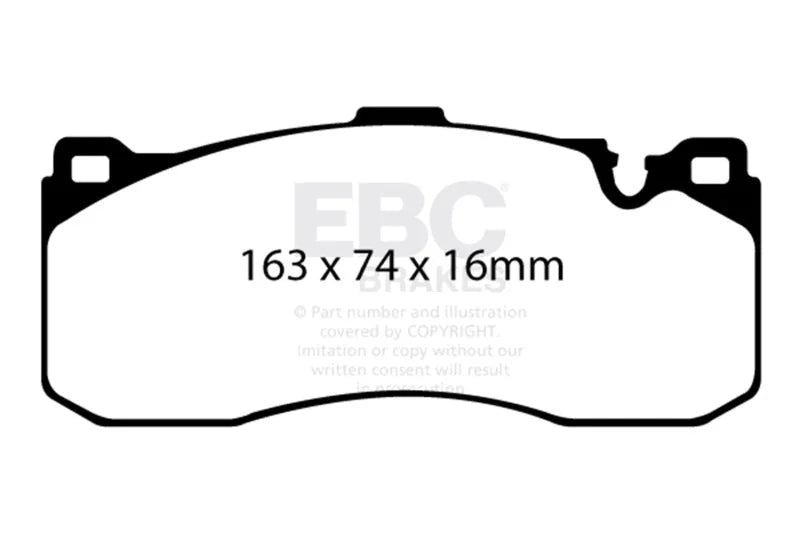 EBC 08-10 BMW 135 3.0 Twin Turbo Redstuff Front Brake Pads - Side View