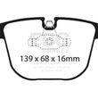 Load image into Gallery viewer, EBC 08-10 BMW M3 4.0 (E90) Bluestuff Rear Brake Pads - Side View