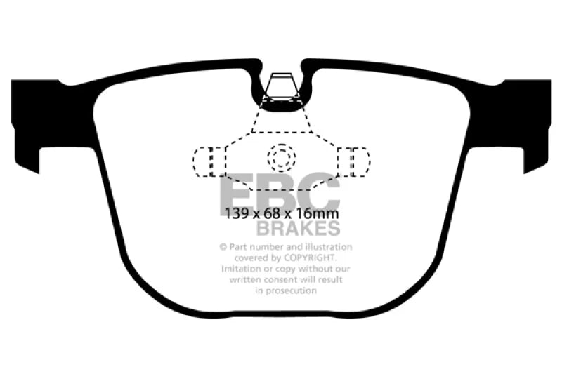 EBC 08-10 BMW M3 4.0 (E90) Redstuff Rear Brake Pads - Side View