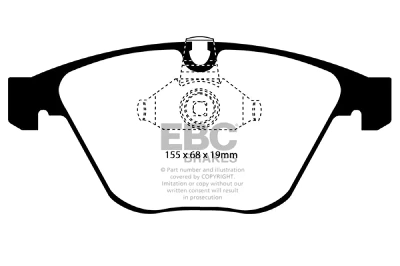 EBC 08-10 BMW M3 4.0 (E90) Yellowstuff Front Brake Pads - Side View