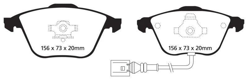 EBC 08-11 Volkswagen CC 3.6 Redstuff Front Brake Pads - Main Product View