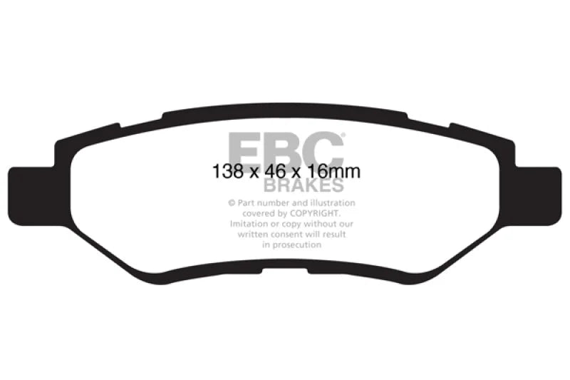 EBC 08-13 Cadillac CTS 3.0 Ultimax2 Rear Brake Pads - Side View