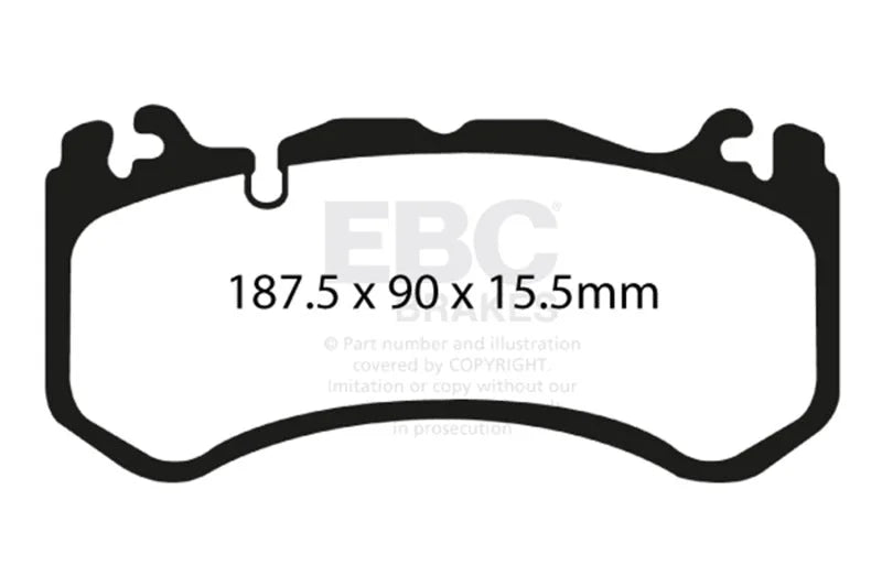 EBC 08-13 Mercedes-Benz C63 AMG (W204) 6.2 Bluestuff Front Brake Pads - Side View