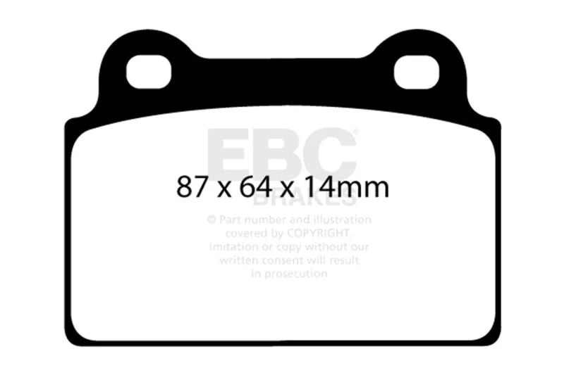 EBC 08-16 Mitsubishi Lancer Evo 10 2.0 Turbo (1 piece rotor) Bluestuff Rear Brake Pads - Side View