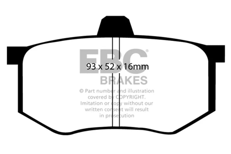 EBC 08-16 Mitsubishi Lancer Evo 10 2.0 Turbo (1 piece rotor) Ultimax2 Rear Brake Pads - Main Product View