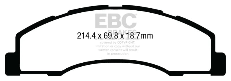 EBC 08+ Ford Econoline E150 4.6 Ultimax2 Front Brake Pads - Side View