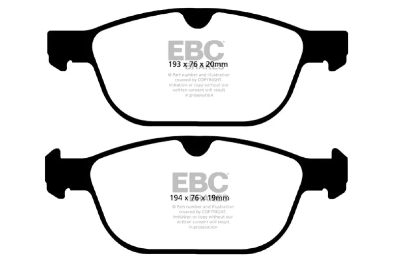 EBC 08+ Volvo XC60 3.0 Turbo Greenstuff Front Brake Pads - Main Product View