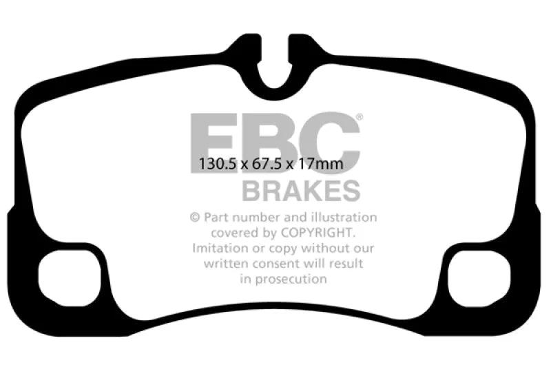EBC 09-12 Porsche 911 (997) (Cast Iron Rotor only) 3.6 Carrera 2 Redstuff Rear Brake Pads - Side View