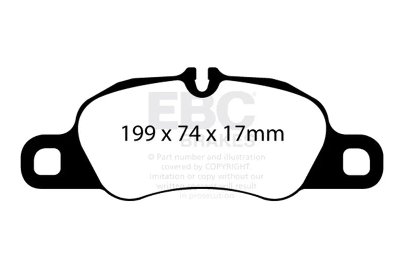 EBC 09-12 Porsche 911 (997) (Cast Iron Rotor only) 3.6 Carrera 2 Yellowstuff Front Brake Pads - Side View