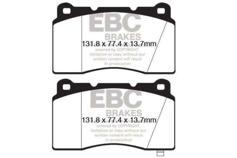 EBC 09+ Hyundai Genesis Coupe 2.0 Turbo (Brembo) Yellowstuff Front Brake Pads - Main Product View