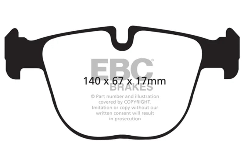 EBC 10-11 BMW X5M 4.4TT Bluestuff Rear Brake Pads - Side View