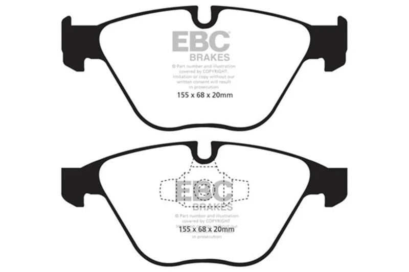 EBC 10-12 BMW 335i xDrive (E90/E92) Bluestuff Front Brake Pads - Side View