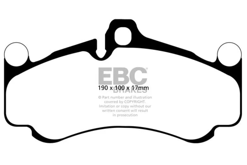 EBC 10-12 Porsche 911 (997) (Cast Iron Rotor only) 3.8 GT3 Redstuff Front Brake Pads - Side View