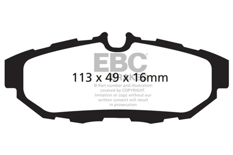 EBC 10-14 Ford Mustang 5.0 Bluestuff Rear Brake Pads - Side View