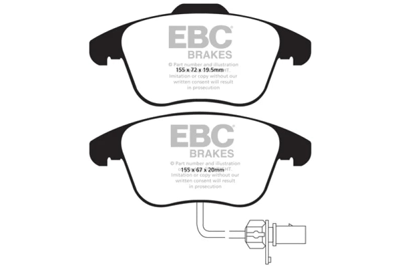EBC 10+ Audi A5 2.0 Turbo Greenstuff Front Brake Pads - Main Product View