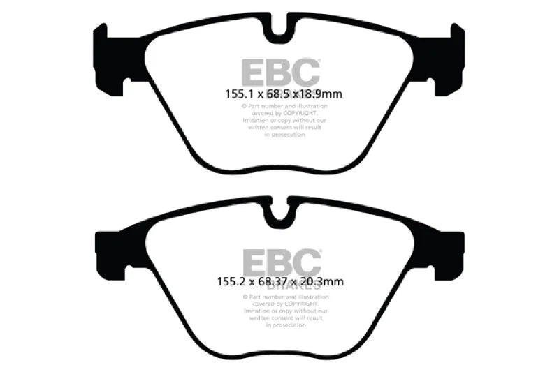 EBC 10+ BMW 535i 3.0 Turbo (F10) Redstuff Front Brake Pads - Main Product View
