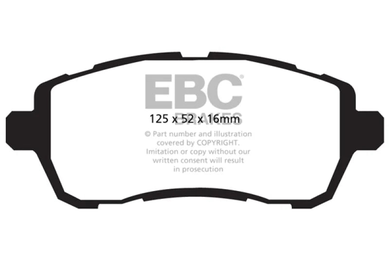 EBC 10+ Ford Fiesta 1.6L (Excl ST) Yellowstuff Front Brake Pads - Main Product View