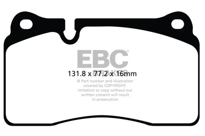 EBC 11-14 Audi TT RS 2.5 Turbo Yellowstuff Front Brake Pads - Side View
