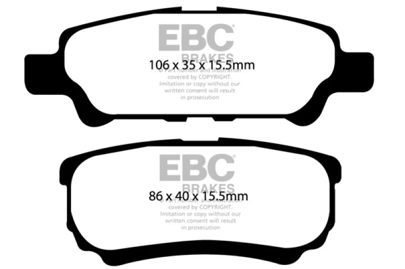 EBC 11-14 Chrysler 200 2.4 Redstuff Rear Brake Pads - Main Product View