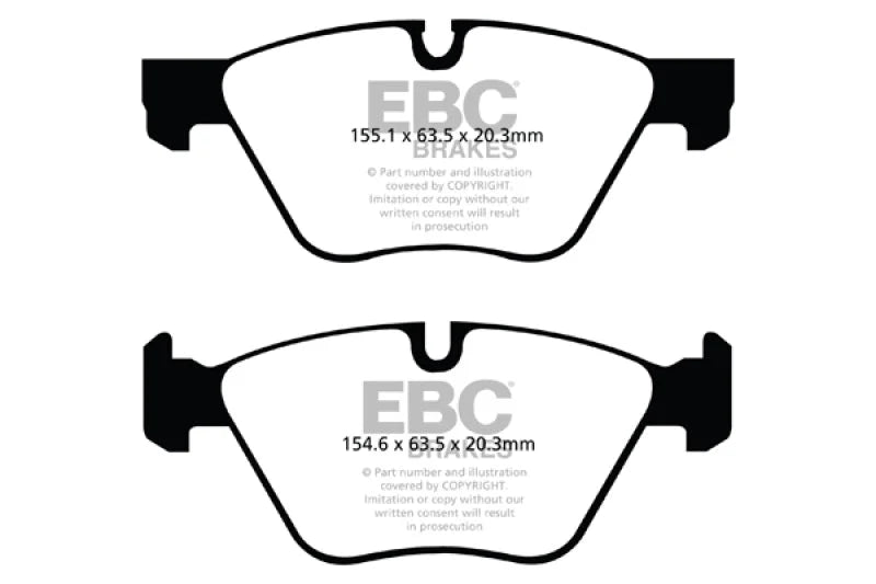 EBC 11+ BMW 528 2.0 Turbo (F10) Greenstuff Front Brake Pads - Main Product View