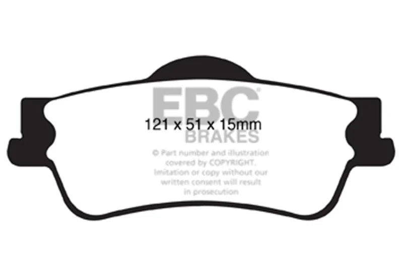 EBC 11+ Chevrolet Caprice 3.6 Yellowstuff Rear Brake Pads - Side View
