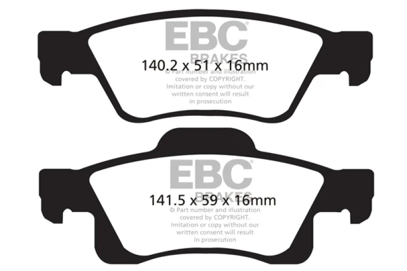 EBC 11+ Dodge Durango 3.6 Extra Duty Rear Brake Pads - Main Product View