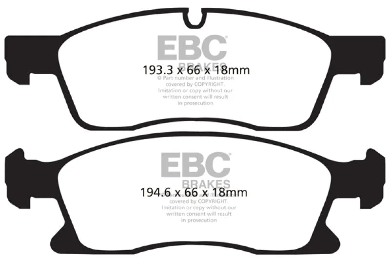 EBC 11+ Dodge Durango 3.6 Yellowstuff Front Brake Pads - Main Product View