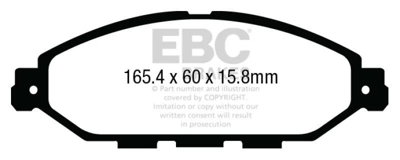 EBC 12-13 Infiniti JX35 3.5 Ultimax2 Front Brake Pads - Side View