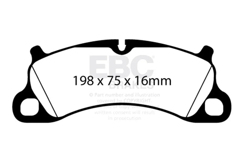 EBC 12-15 Porsche 911 (991) (Cast Iron Rotor only) 3.8 Carrera S Redstuff Front Brake Pads - Side View
