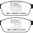 Load image into Gallery viewer, EBC 12-18 Ford Focus ST Bluestuff Front Brake Pads - Side View