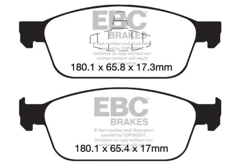 EBC 12-18 Ford Focus ST Bluestuff Front Brake Pads - Side View