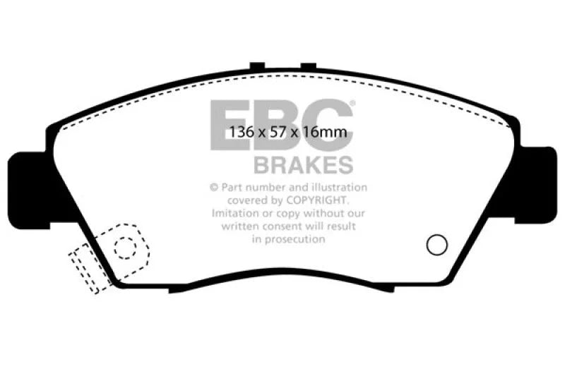 EBC 12 Acura ILX 1.5 Hybrid Ultimax2 Front Brake Pads - Main Product View