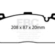 Load image into Gallery viewer, EBC 12+ BMW M5 4.4 Twin Turbo (F10) Redstuff Front Brake Pads - Side View