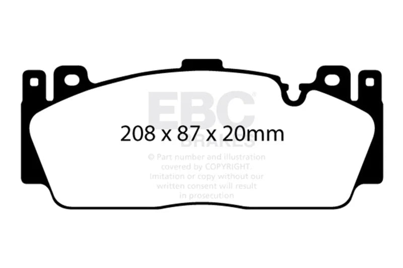 EBC 12+ BMW M5 4.4 Twin Turbo (F10) Redstuff Front Brake Pads - Side View
