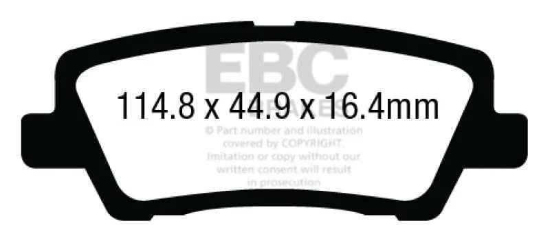 EBC 12+ Cadillac ATS 2.0 Turbo Greenstuff Rear Brake Pads - Main Product View