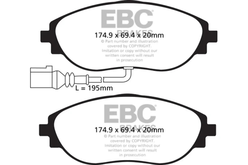 EBC 12+ Volkswagen CC 3.6 Greenstuff Front Brake Pads - Main Product View