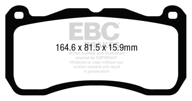 EBC 13-14 Ford Mustang GT500 Bluestuff Front Brake Pads - Side View