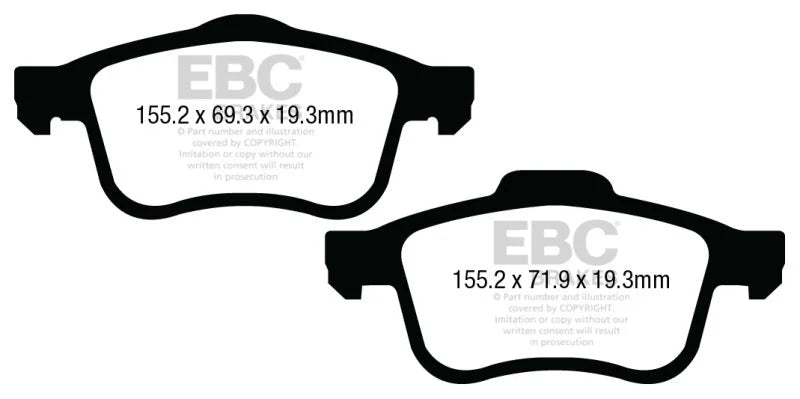 EBC 13+ Fiat 500L 1.4 Turbo Greenstuff Front Brake Pads - Main Product View