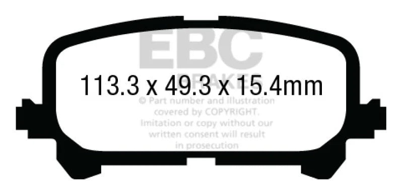 EBC 14+ Acura MDX 3.5 Greenstuff Rear Brake Pads - Side View