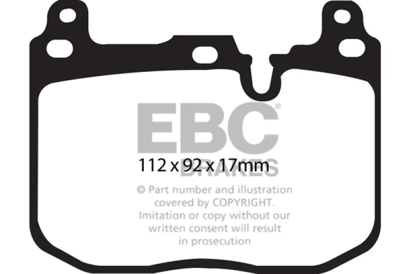 EBC 14+ BMW 228 Coupe 2.0 Turbo Brembo calipers Greenstuff Front Brake Pads - Side View