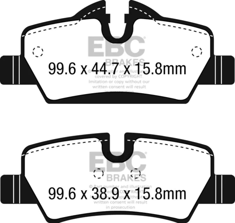 EBC 14+ Mini Hardtop 1.5 Turbo Cooper Yellowstuff Rear Brake Pads - Main Product View