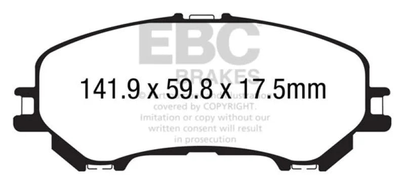 EBC 14+ Nissan Rogue 2.5 2 row seating Yellowstuff Front Brake Pads - Main Product View