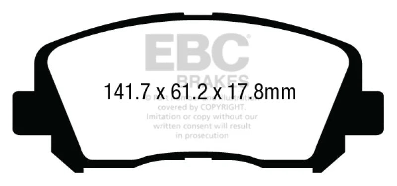 EBC 15+ Chrysler 200 2.4 Ultimax2 Front Brake Pads - Main Product View