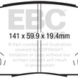 Load image into Gallery viewer, EBC 15+ Fiat 500X 1.4 Turbo Ultimax2 Front Brake Pads - Side View
