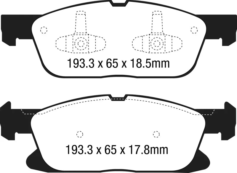 EBC 15+ Ford Edge 2.0 Turbo FWD Ultimax2 Front Brake Pads - Main Product View
