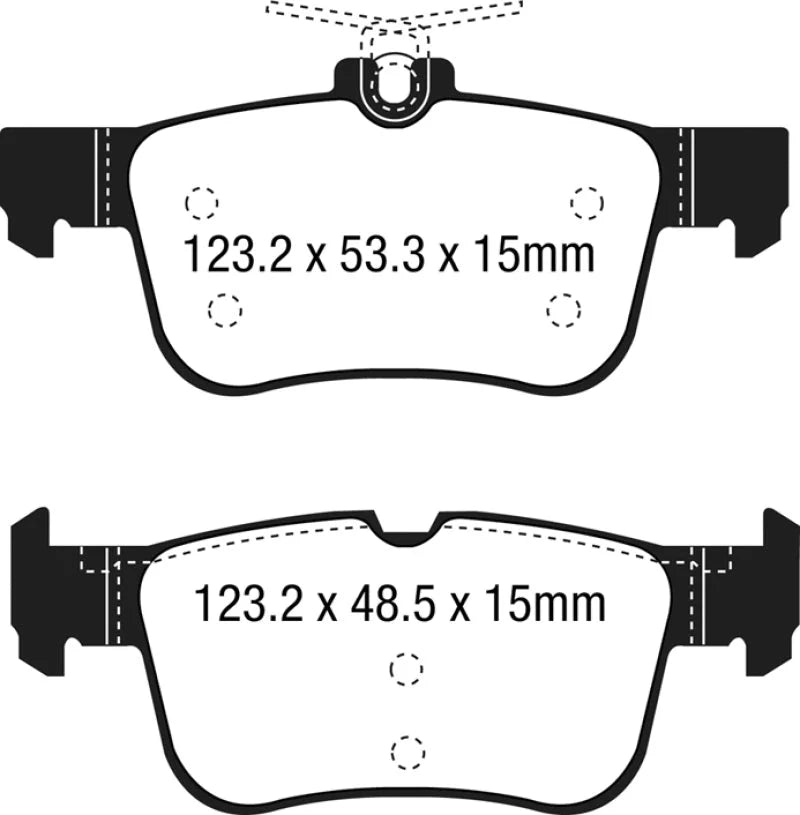 EBC 15+ Ford Edge 2.0 Turbo FWD Yellowstuff Rear Brake Pads - Main Product View