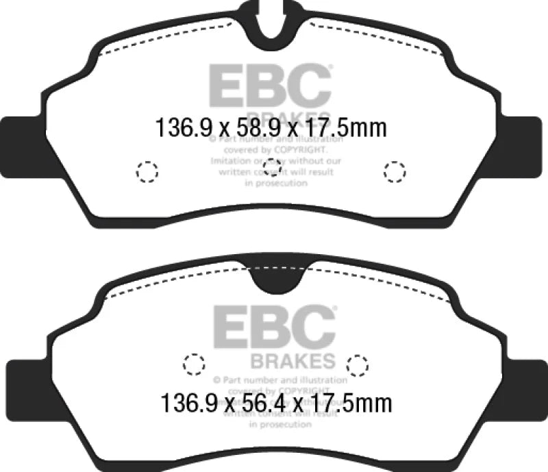 EBC 15+ Ford Transit 2.2 TD Ultimax2 Rear Brake Pads - Main Product View