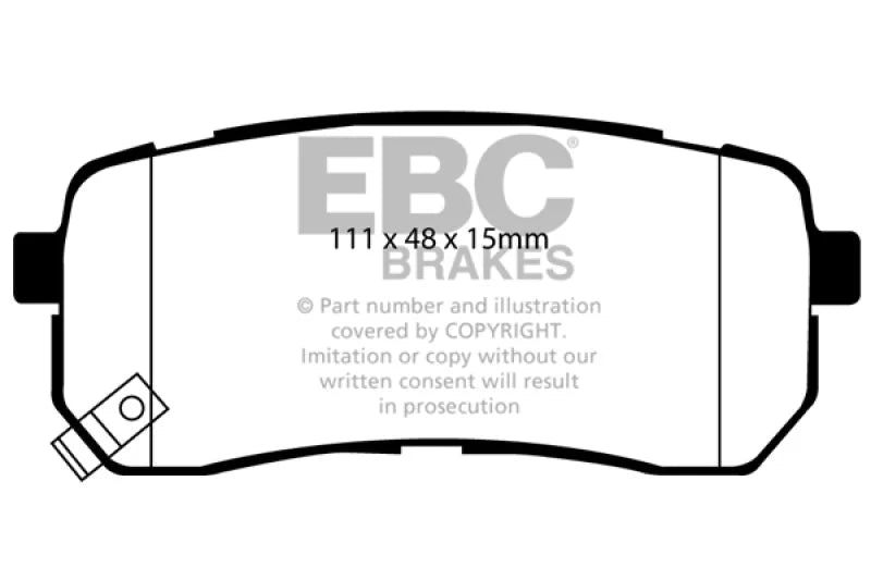EBC 15+ Kia Sedona 3.3 Ultimax2 Rear Brake Pads - Side View