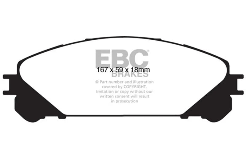EBC 15+ Lexus NX200t 2.0 Turbo Yellowstuff Front Brake Pads - Main Product View